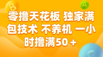零撸天花板，独家满包技术，不用养机，一小时撸满50+，收益稳定-800资源网