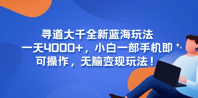 寻道大千全新蓝海玩法，一天4000+，小白一部手机即可操作，无脑变现玩法！-800资源网