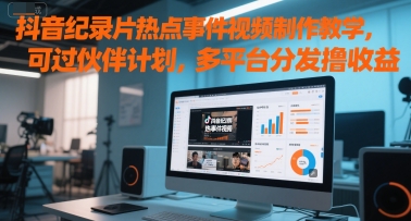 抖音纪录片热点事件视频制作教学，可过伙伴计划，多平台分发撸收益-800资源网