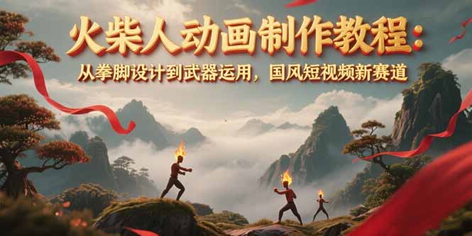 火柴人动画制作教程：从拳脚设计到武器运用，国风短视频新赛道-800资源网
