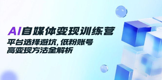 AI自媒体变现训练营，平台选择避坑，低粉账号高变现方法全解析-800资源网