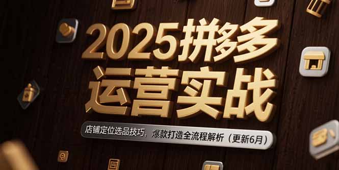 2025拼多多运营实战：店铺定位选品技巧，爆款打造全流程解析（更新6月）-800资源网