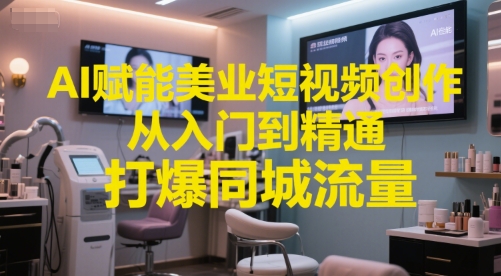 AI赋能美业短视频创作，从入门到精通，打爆同城流量，超级AI工具短视频实操落地-800资源网