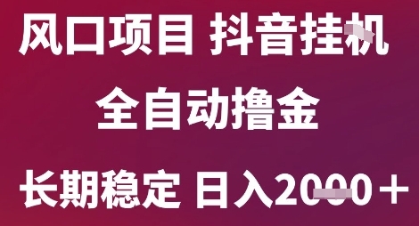 风口项目，六月最新玩法抖音无人挂G，全自动撸金，长期稳定 日入2k+-800资源网