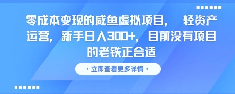 零成本变现的咸鱼虚拟项目， 轻资产运营，新手日入3张+，目前没有项目的老铁正合适-800资源网