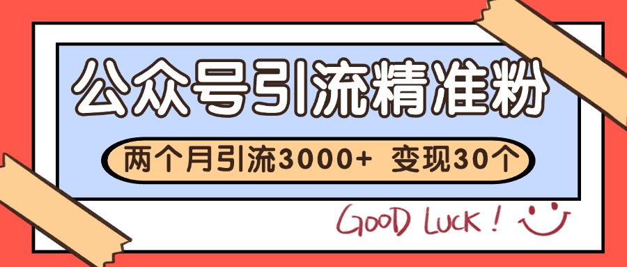 公众号精准粉引流玩法 2个月3000+精准粉 变现30万+-800资源网