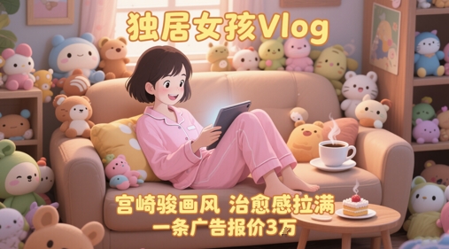 单个账号涨粉71W！用AI制作独居女孩Vlog，宫崎骏画风，治愈感拉满，一条广告报价3W-800资源网