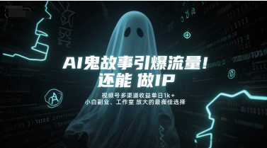 AI鬼故事引爆流量，还能做IP，视频号多渠道收益单日1k+，小白副业、工作室放大的最佳选择-800资源网