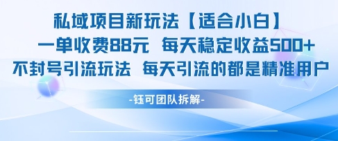 私域项目新玩法【适合小白】 一单收费88.每天稳定收益几张-800资源网