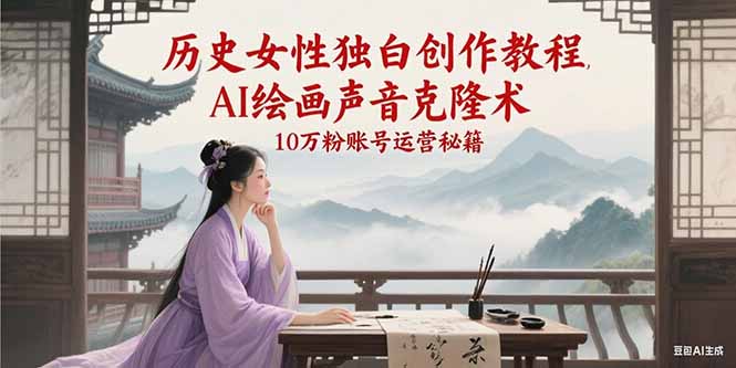 历史女性独白创作教程，AI绘画声音克隆术，10万粉账号运营秘籍-800资源网