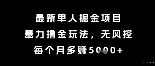 最新单人掘金项目，暴力撸金玩法，无风控，每个月多挣5k+-800资源网