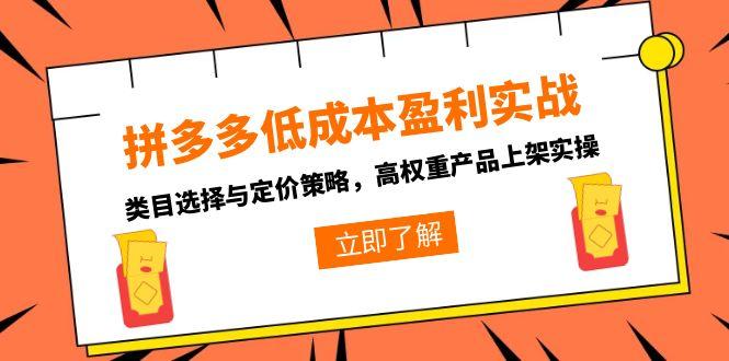 拼多多低成本盈利实战，类目选择与定价策略，高权重产品上架实操-800资源网