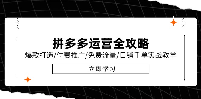 拼多多运营全攻略，爆款打造/付费推广/免费流量/日销千单实战教学/6月更新-800资源网
