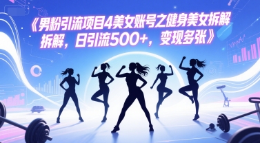 男粉引流项目4美女账号之健身美女拆解，日引流500+，变现多张-800资源网