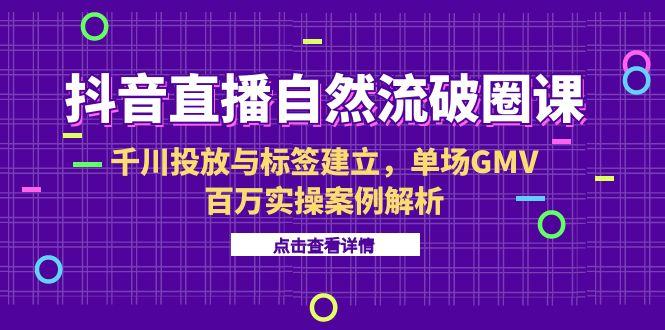 抖音直播自然流破圈课-6月，千川投放与标签建立，单场GMV百万实操案例解析-800资源网