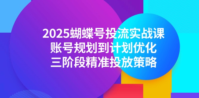 2025蝴蝶号投流实战课，账号规划到计划优化，三阶段精准投放策略-800资源网