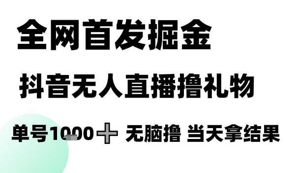 全网首发掘金抖音无人直播撸礼物，单号1k +无脑撸，当天拿结果-800资源网