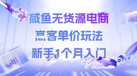 咸鱼无货源电商，高客单价玩法，新手1个月入门-800资源网