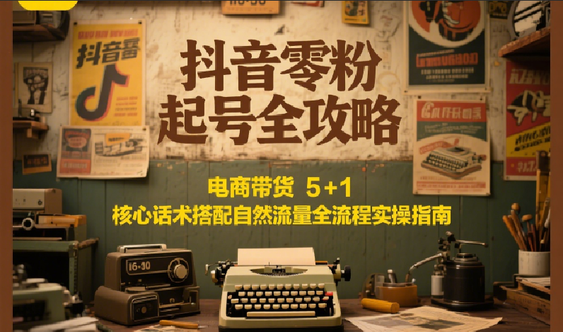 抖音零粉起号全攻略：电商带货 5+1 核心话术搭配自然流量全流程实操指南-800资源网