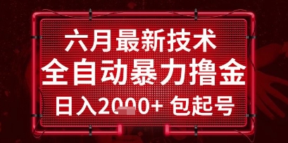 六月最新技术全自动暴力撸金，稳定日入2k+包起号，长期稳定-800资源网