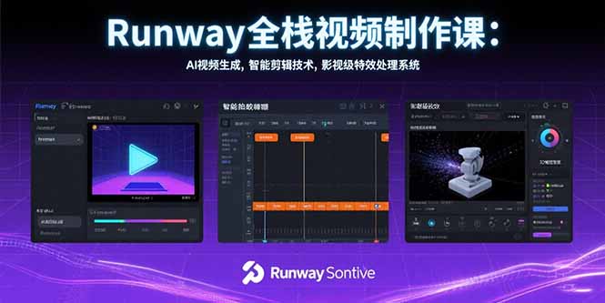 Runway全栈视频制作课：AI视频生成，智能剪辑技术，影视级特效处理系统-800资源网