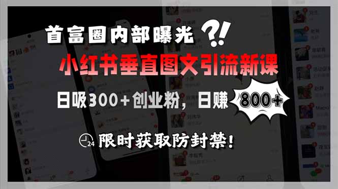 首富圈内部曝光小红书垂直图文引流新课，日吸300+创业粉，日赚800+，限…-800资源网
