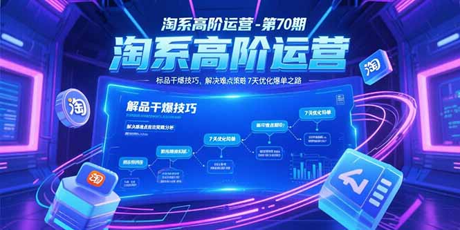 淘系高阶运营-第70期，标品干爆技巧，解决难点策略，大佬操盘方法-800资源网