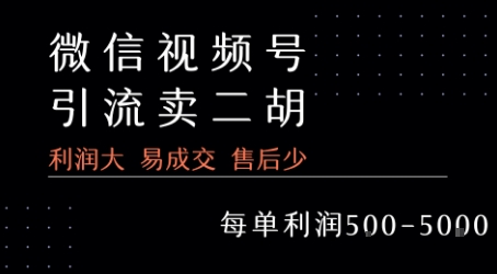 视频号卖二胡教程，利润大 易成交 售后少，一单利润5张+-800资源网