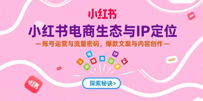 小红书电商生态与IP定位，账号运营与流量密码，爆款文案与内容创作-800资源网