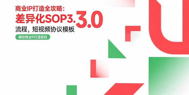 商业IP打造全攻略：差异化SOP3.0流程，短视频协议模板，婚恋项目实战案例-800资源网