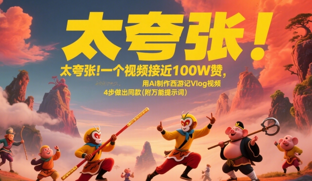 太夸张！一个视频接近100W赞，用AI制作西游记Vlog视频，全流程拆解来了(附万能提示词)-800资源网