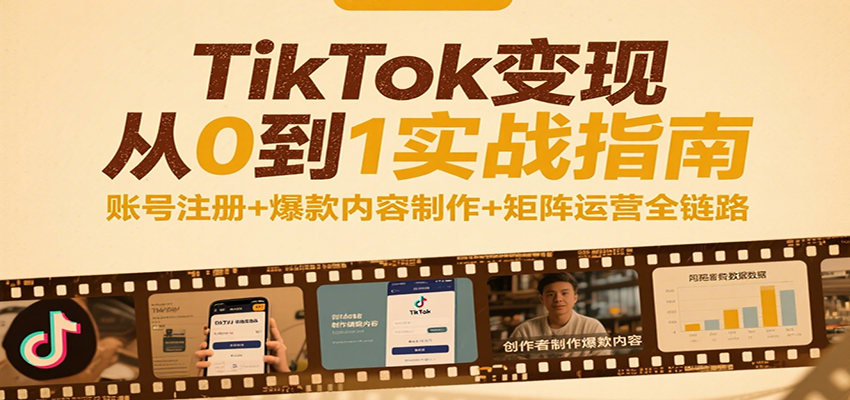 TikTok变现从0到1实战指南：账号注册+爆款内容制作+矩阵运营全链路-800资源网