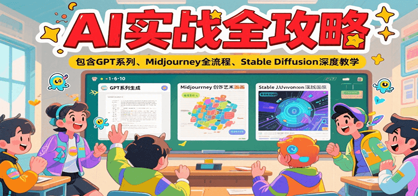 AI实战全攻略，包含GPT系列、Midjourney全流程、Stable Diffusion深度教学-800资源网