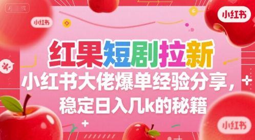 红果短剧拉新小红书大佬爆单经验分享，稳定日入几k的秘籍-800资源网