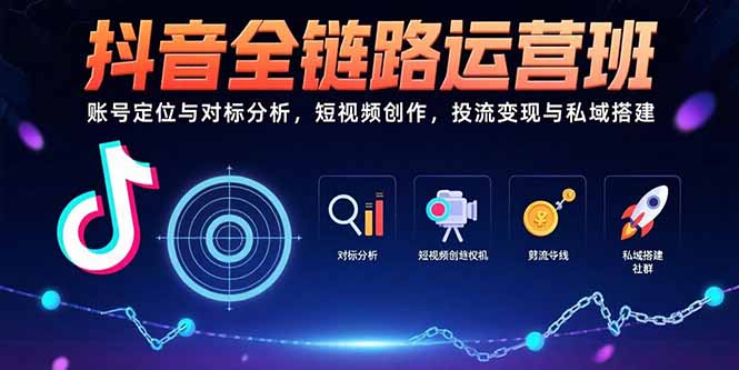 抖音全链路运营班：账号定位与对标分析，短视频创作，投流变现与私域搭建-800资源网
