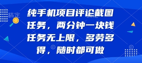 纯手机项目评论截图任务，两分钟一块钱 任务无上限多劳多得，随时随地都能做-800资源网