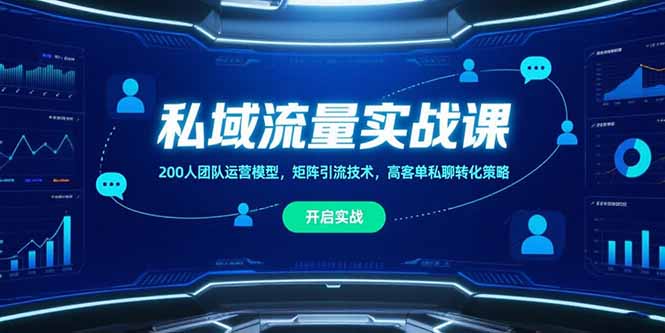 私域流量实战课，200人团队运营模型，矩阵引流技术，高客单私聊转化策略-800资源网