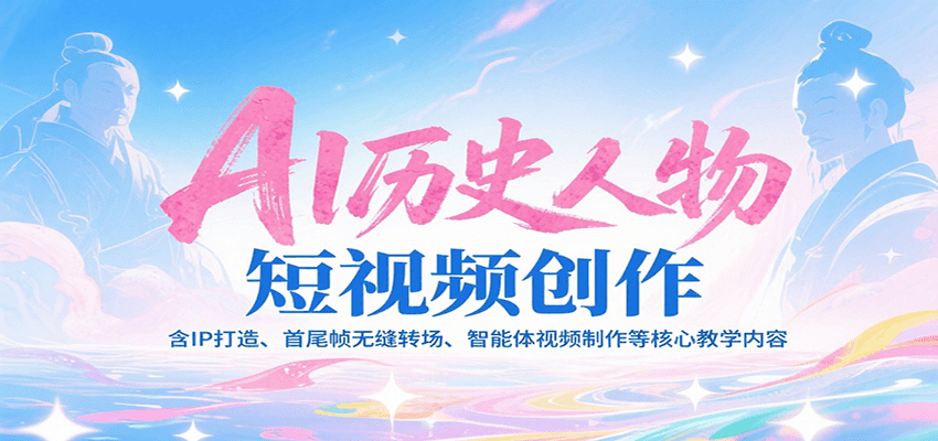 AI历史人物短视频创作，含IP打造、首尾帧无缝转场、智能体视频制作等核心教学内容-800资源网