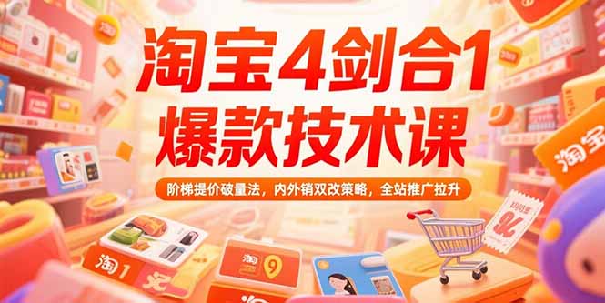 淘宝4剑合1爆款技术课73期：阶梯提价破量法，内外销双改策略 全站推广拉升-800资源网