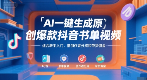 AI一键生成原创爆款抖音书单视频，适合新手入门，撸创作者分成和带货佣金-800资源网