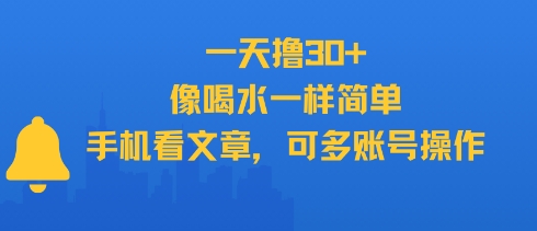 一天撸30+，像喝水一样简单，手机看文章，可多账号操作-800资源网
