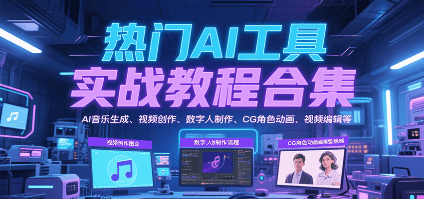 热门AI工具实战教程合集，AI音乐生成、视频创作、数字人制作、CG角色动画、视频编辑等-800资源网