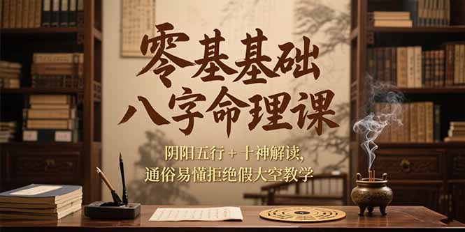 零基础八字命理课，阴阳五行+十神解读，通俗易懂拒绝假大空教学-800资源网