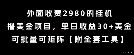 外面收费2980的挂G撸美金项目，单日收益30+美金，可批量可矩阵-800资源网