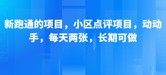 新跑通的项目，小区点评项目，动动手，每天两张，长期可做-800资源网