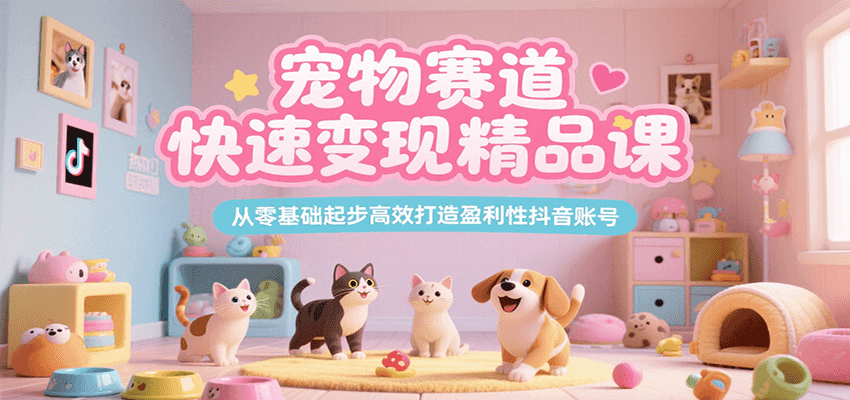 宠物赛道快速变现精品课，从零基础起步高效打造盈利性抖音账号-800资源网