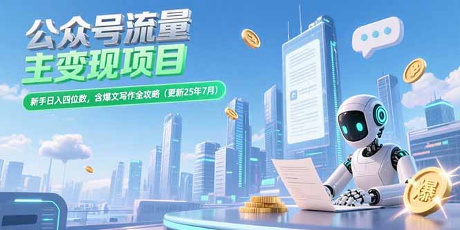 公众号流量主变现项目，新手日入四位数，含爆文写作全攻略(更新25年7月)-800资源网
