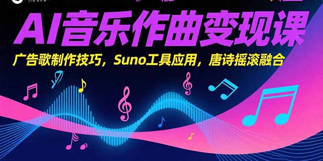 AI音乐作曲变现课，广告歌制作技巧，Suno工具应用，唐诗摇滚融合-800资源网