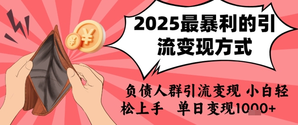 2025年最暴利的引流变现方式，负债人群引流变现，小白轻松上手，日入1k-800资源网