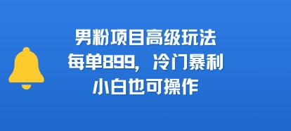 男粉项目高级玩法，每单899，冷门暴利，小白也可操作-800资源网